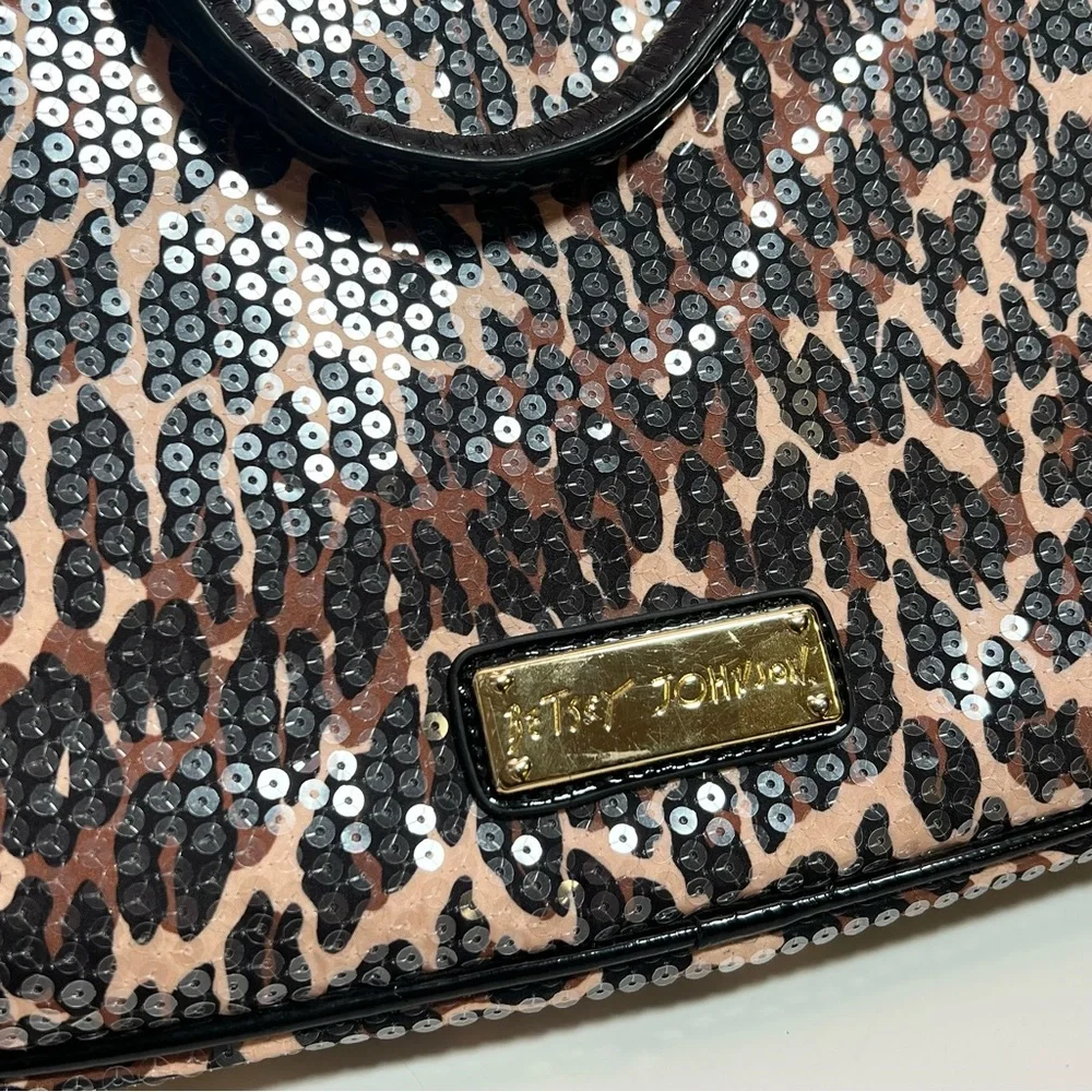 Y2K 2000s mcbling leopard sequins Betsey Johnson laptop case bag